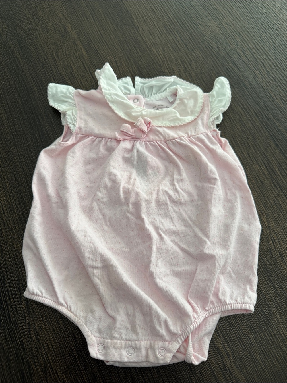 Pink Sleeveless Baby One-Piece with Ruffle Collar
